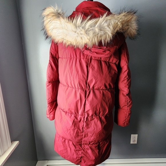 Sam Edelman Burgundy Puffer Jacket with Fur Hood - Picture 6 of 10